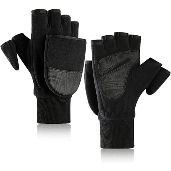 Størrelse M, Vinter Fleece Fingerless Handsker, Vindtætte Varme Handsker
