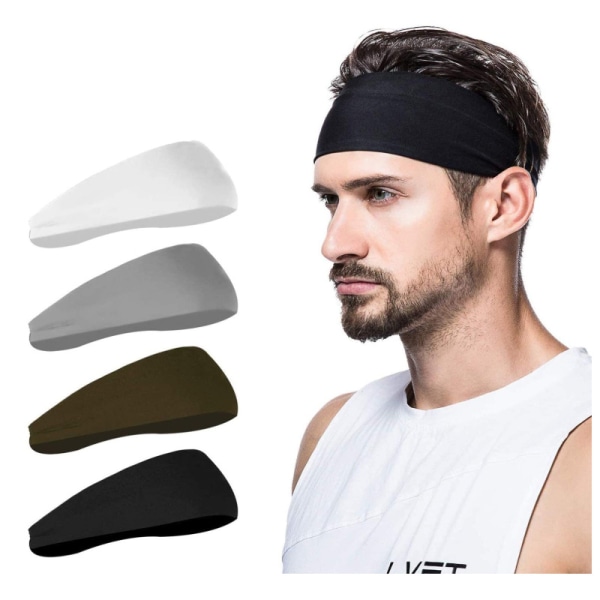 Sportpannband för män (4-pack), fukttransporterande pannband för träning