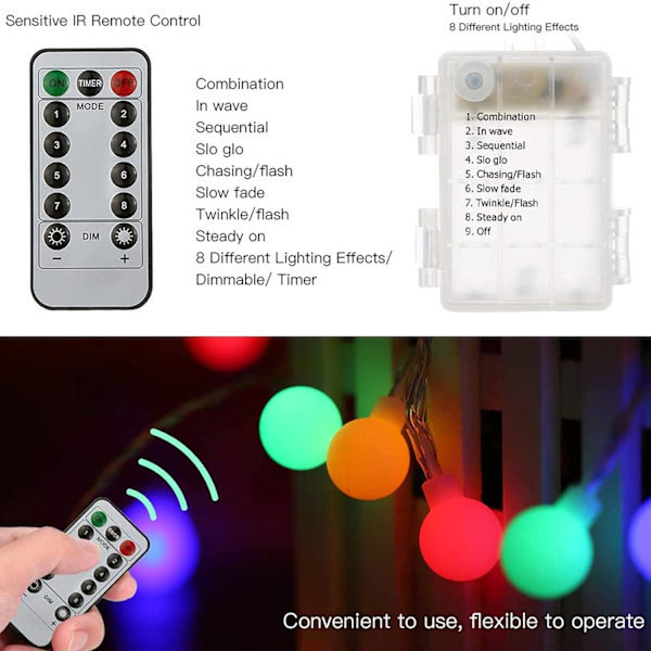 Batteridrevne fe-lys, vanntette, 5M/50LED fe-lys, batteridrevne juledekorasjoner (fire farger)