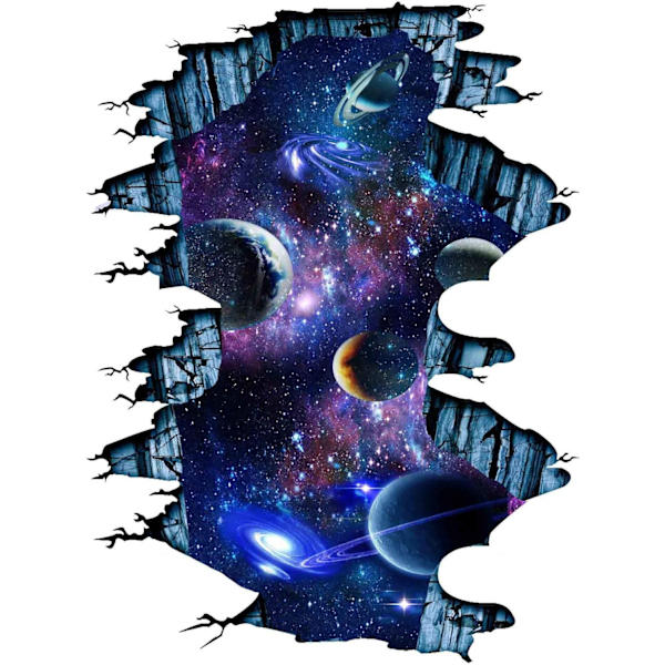 Galaxy Wall Decal Fjernelselige Rum Gulv Stickers Magisk Kunst 3D M