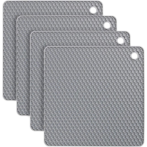 Perle rare 4 delar silikon carré carré séchage tapis résistant à la chaleur table de table de table de table de table -180x180x3mm gris
