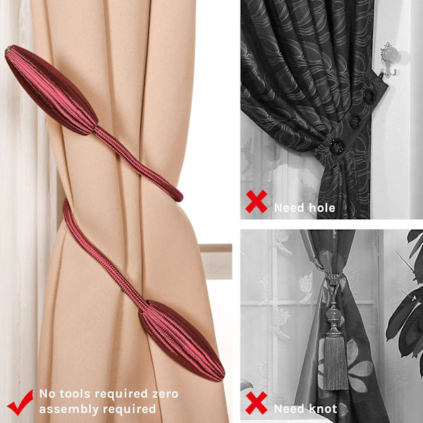 2-pak DIY gardin slips klemme krystal dekor kreativt twist slips tilbage
