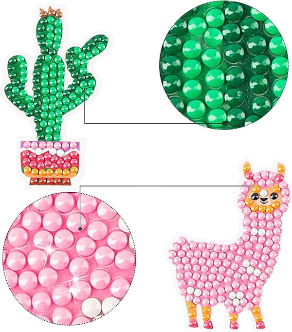 21 stk. 5D DIY diamantmaleri-sæt til børn, Alpaca Cactus Di