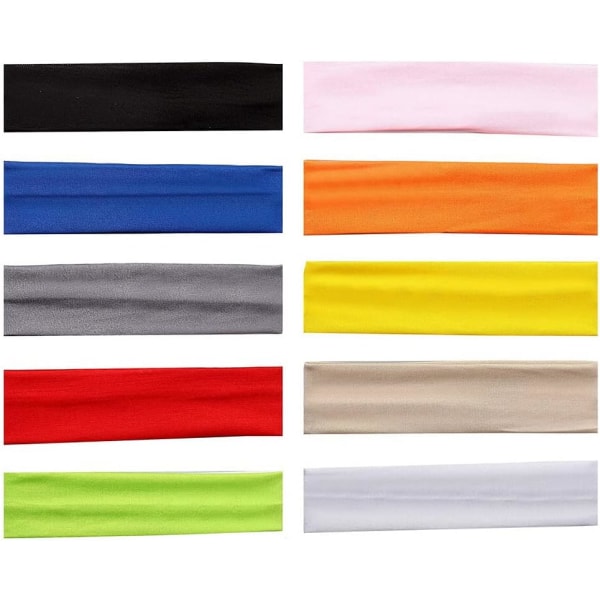 Bomullsyoga pannband elastiskt pannband för sport pilates fitness 10 st (blandade färger)