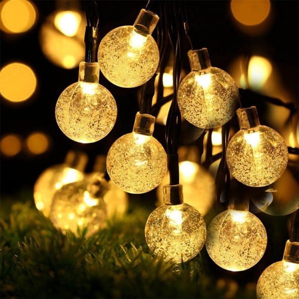 LED-utomhusljusslinga, flerfärgad kristallkula, ljusslinga