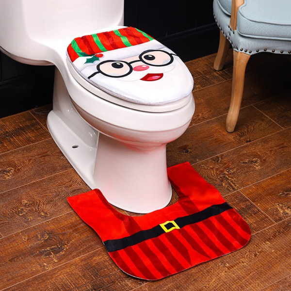2 kpl Christmas wc-istuimen cover set Joulupukin wc-istuin