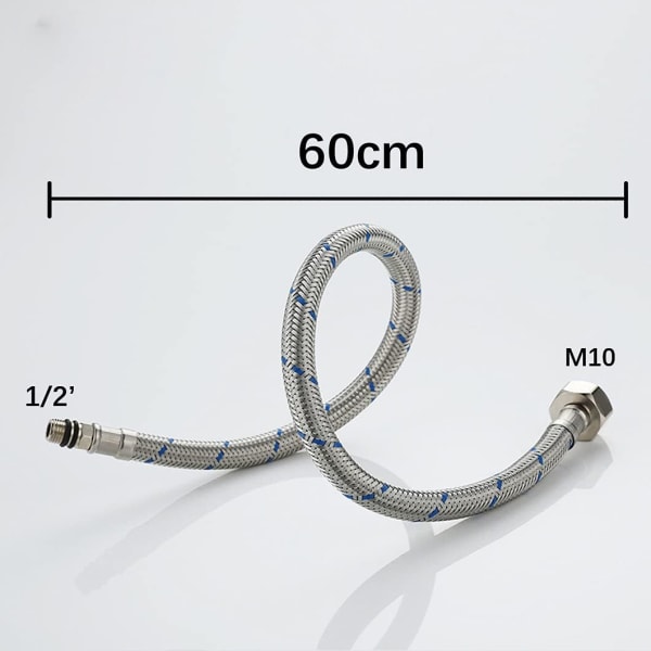 2 stk (1/2 60 cm) Erstatningsslange til køkkenarmaturer Rustfri S