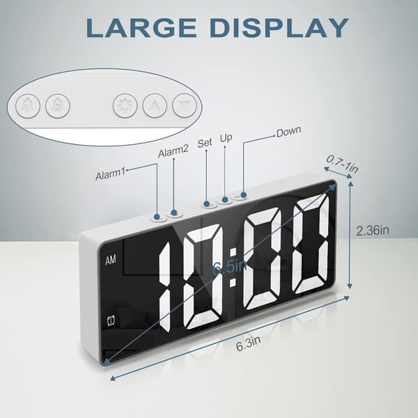 Vit (Uppgraderad version) LED Digital Väckarklocka, Elektroniskt Skrivbord