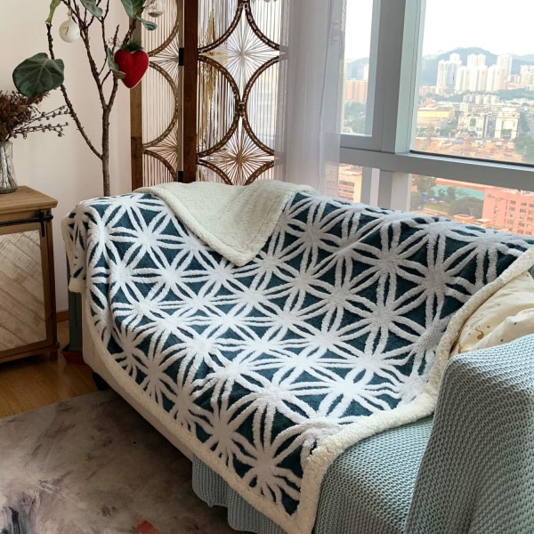 King Size Fleece Teppe Multipurpose Throw Sofa Teppe for Fluffy Soft Extra Large Throw Seng (Navy, 130*160)