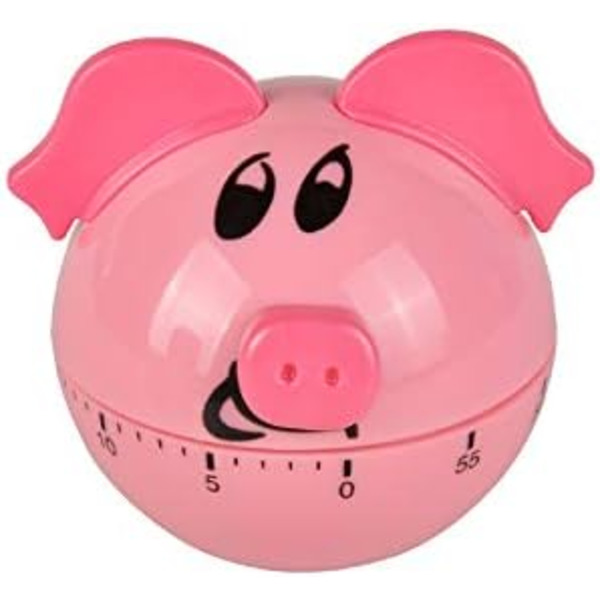 1 stk. mekanisk køkkentimer, tegneseriegris, sød form, timetæller