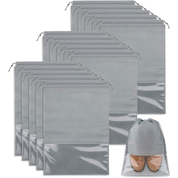 15-pack reseskoorganisatör, stor skoförvaring, transparent väska i non-woven-tyg