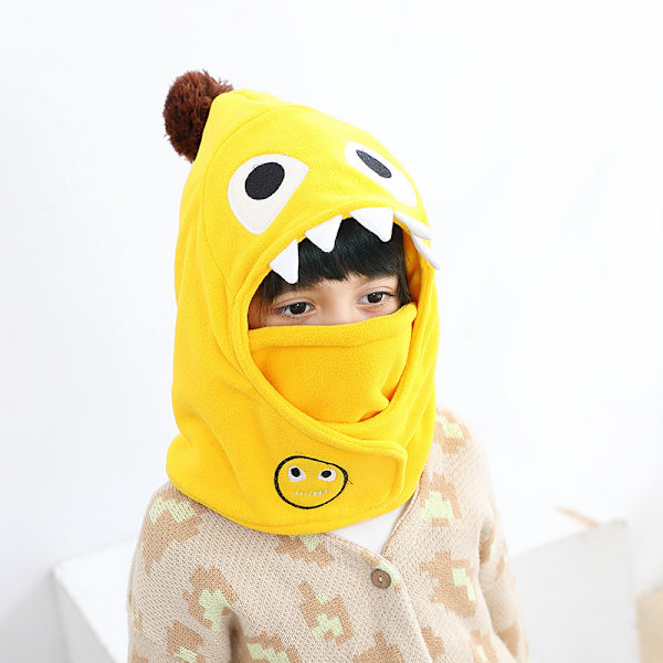 1 stk Gul Dinosaur 4-12 år Barnebalaklava Fleece Tykk
