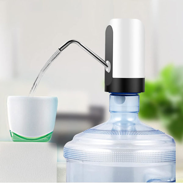 Vattenflaskepumpautomat, Hemmakontor USB-laddning Elektrisk dricksvatten Dispenser Kit Kompatibel med 4,5L Flaska 5L 7,5L 10L 11,3L 15L 18,9L (Vit)
