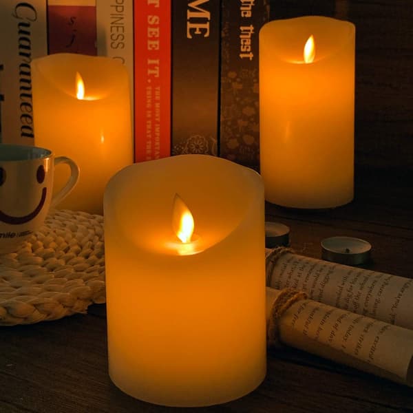 LED-lys, sæt med 3 dekorative lys (10 cm, 12,5 cm, 15 cm), Fl
