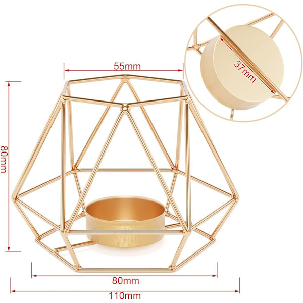 Tealight-pidike, Tealight-pidike, 2 kappaletta geometrinen Tealight-tee