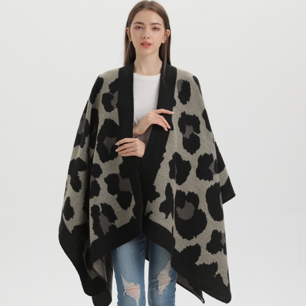 Blå leopard print street sjal ny hundrede sjal tyk varm hund