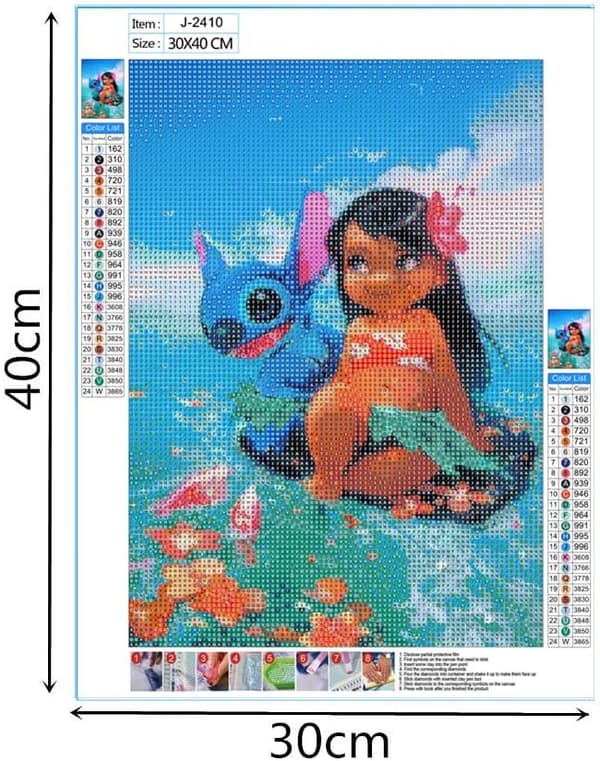 30*40CM 5D DIY Diamantkunstmaleri Sæt, Korssting, D