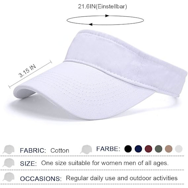 Visor Cap Kvinner - Golf Cap, Visors Sol Cap Justerbar Menn Sport H