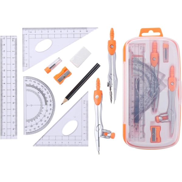 Math Geometry Kit Sets 10 Piece Student Supplies with Shatterproo