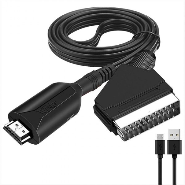 2 x Ny stil HDMI til scart-kabel 1 meter lang direkte forbindelse