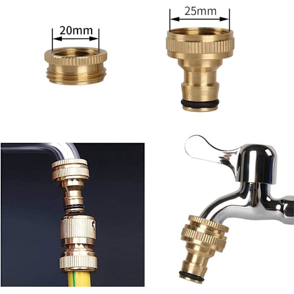 1/2 og 3/4 med messinghane-adapter, hane-adapter, slangehane