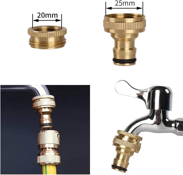 1/2 og 3/4 med messingkranadapter, kranadapter, slangekran