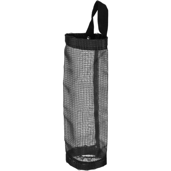 Hengende søppelposeoppbevaringsstativ Handleposer Dispenser Beholder Vaskbar Foldbar Mesh Søppelpose for Hjem og Kjøkken Organizer Svart