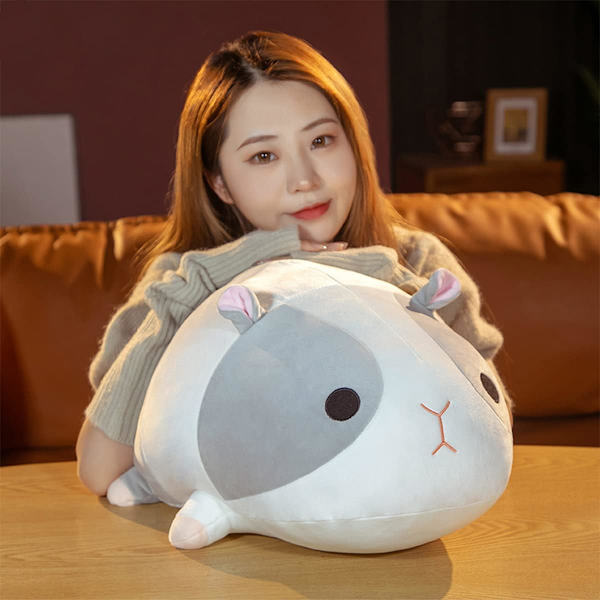 (Grå) 40cm Hamster Plys Pude, Stoppet Marsvin Sød Mus P