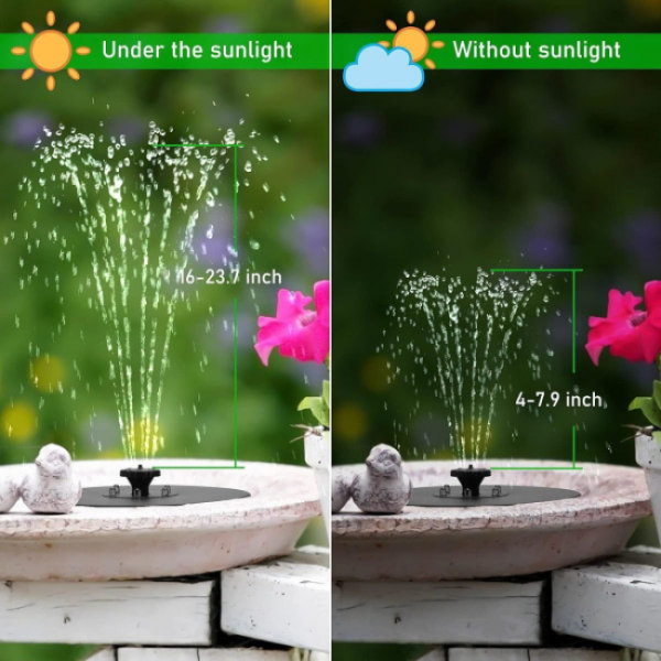 3W solcellsfontän med LED 7 effekter 2000mAh batteri solstoft p