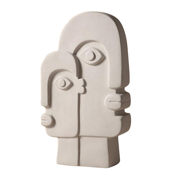 Kreativ keramisk vas torkad blomma dekoration konst ansikte skrivbordsdekoration (1 stycke abstrakt dubbel ansikte)