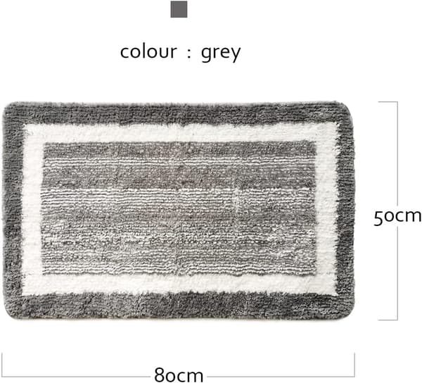 (Grå, 50 x 80 cm) Skridsikker bademåtte superabsorberende badeværelsestæppe,