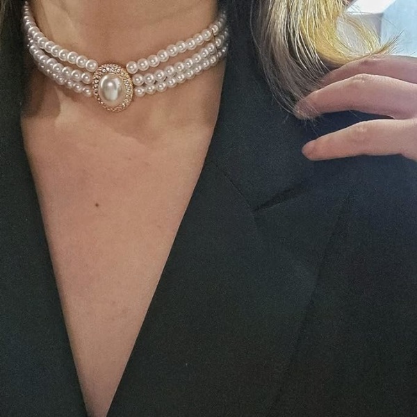 Bröllopssvit Pärlhalsband 3 rader choker Simulering Pärla