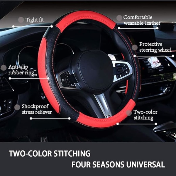 Leather Car Steering Wheel Cover, Universal Car Steering Wheel Cov