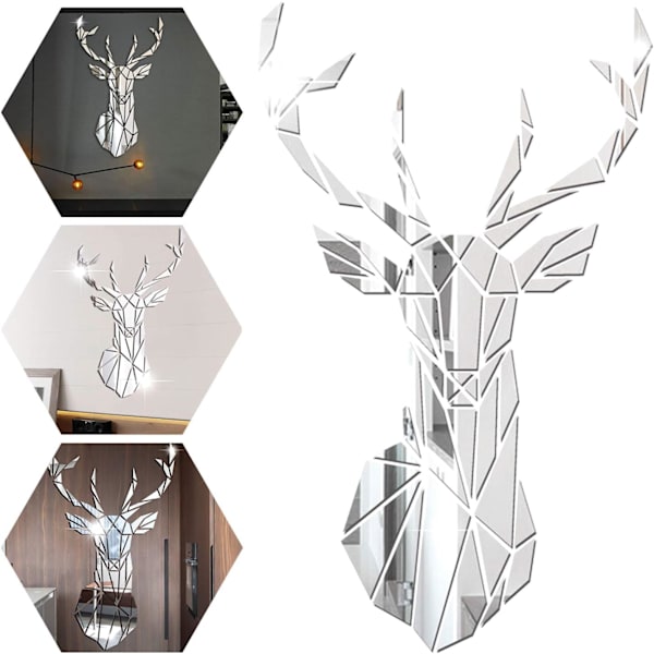 DIY 3D Hirvipeiliseinätarra, olohuoneeseen, akryylihirvipeili
