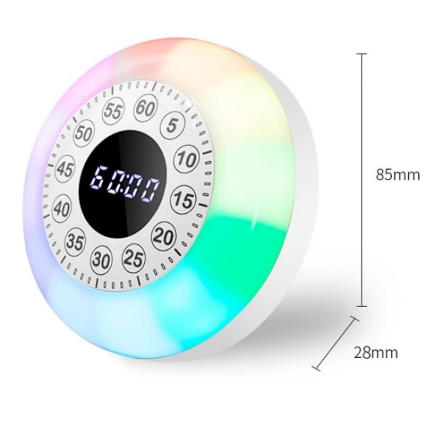 Genopladelig visuel timer med RGB-lys 60 minutters nedtælling
