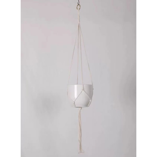 Makrameampel - 120 cm Hvit