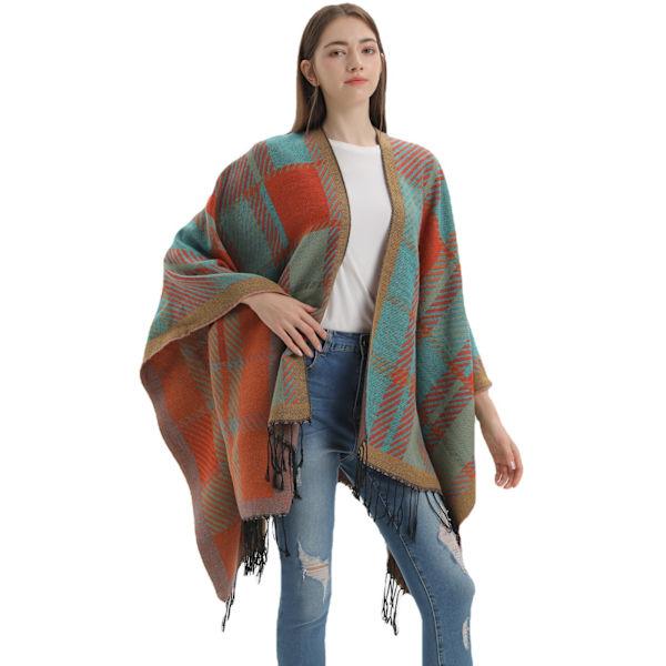Oranssi 1 Lady Classic Line Color Lattice Shawl Cape Fashion Popul