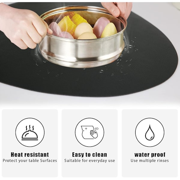 PU-läder placemats och underlägg 4 set, vattentät avtorkningsbar icke