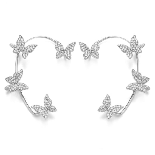 Ear Cuffs øredobber med sommerfugler 1 par Sølv Sølv