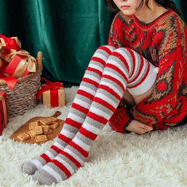 1PC Stripe Women's High Sock - Knee High Socks, Christmas Knee So