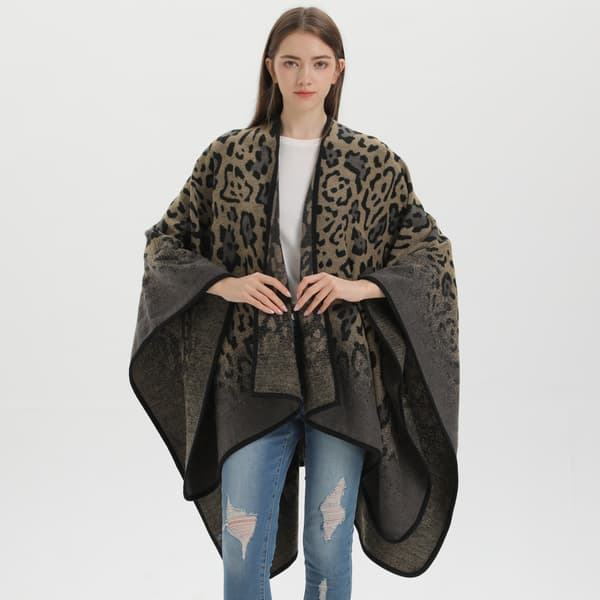 Blå kashmir sjal til kvinder, klassisk leopardprint, til alle årstider