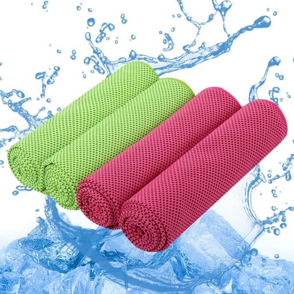 Set med 4 kylhanddukar (100 x 30 cm), sporthanddukar, kyltow
