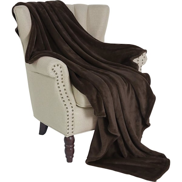 Blød flanel fleece tæppe til sofaer/sofaer/stole/couch - Lysebrun, varmt og behageligt 150x210CM