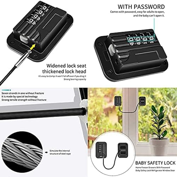 2-pack kodade kombinationskylskåpslås, barnsäkra kylskåp