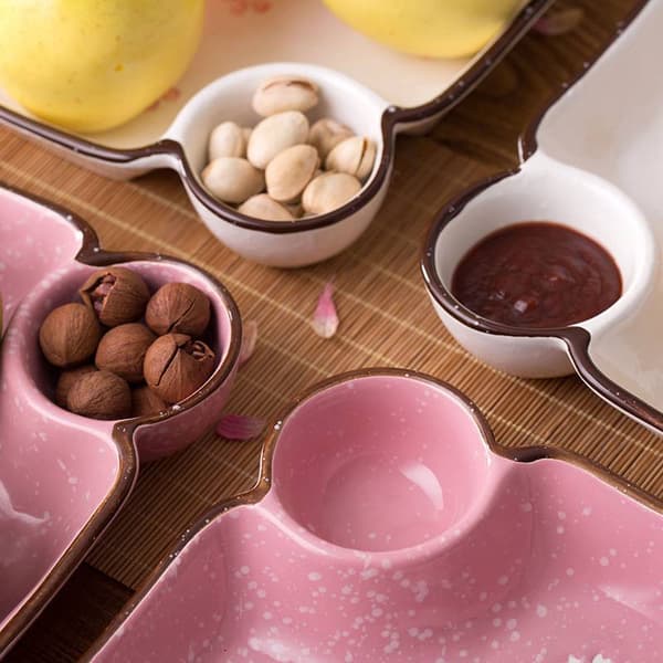Dumpling fat med eddik fat, keramisk partisjonert tallerken, Creati