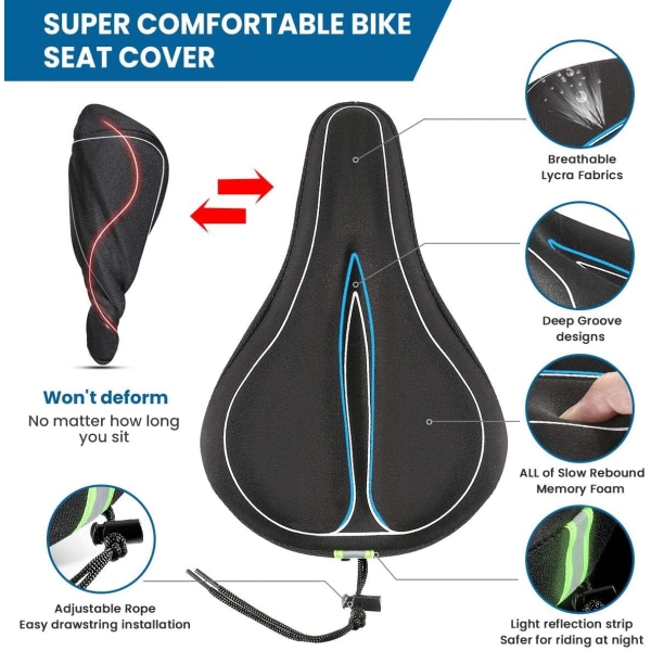 Cykelsadelbetræk, Memory Foam Cykelsadel Komfortbetræk 18 x 28c