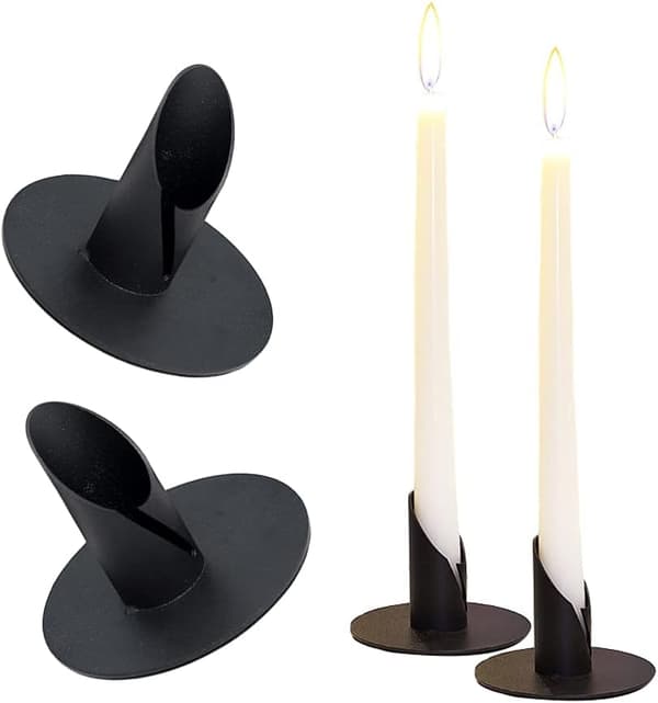 2 stk. sorte kandelaber lysestaker i metall, svart P