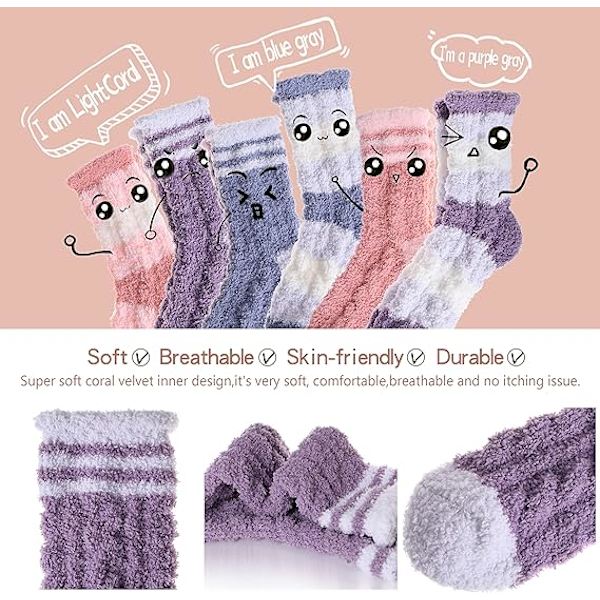 6 par kvinners fluffy sokker koselige fleece seng tøfler plysj hytte wa