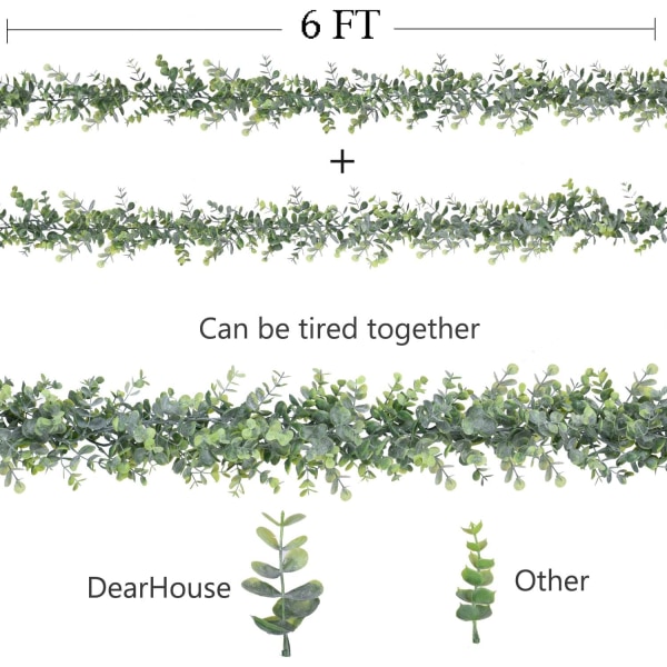 Kunstig eukalyptus guirlande plante, 2 pakke kunstige vinstokke hængende Eu