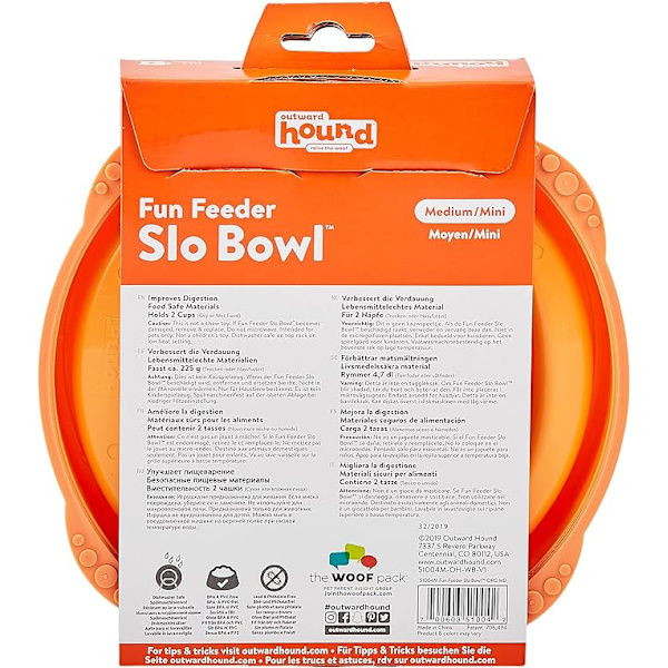Anti-glutton langsom madskål til hunde - størrelse M/mini - orange